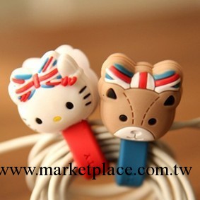 英倫風Hello kitty和她的小熊釘扣式繞線器 理線器 綁線帶（2枚入工廠,批發,進口,代購