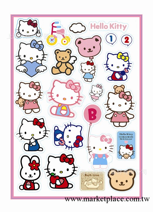 a4 Hello kitty筆記本日韓國旅行箱包貼紙自行車貼紙防水吉它貼紙工廠,批發,進口,代購