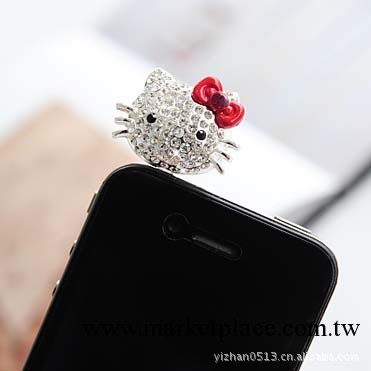 2012新款韓國飾品批發K01062甜美鑲鉆hello kitty貓咪手機防塵塞工廠,批發,進口,代購