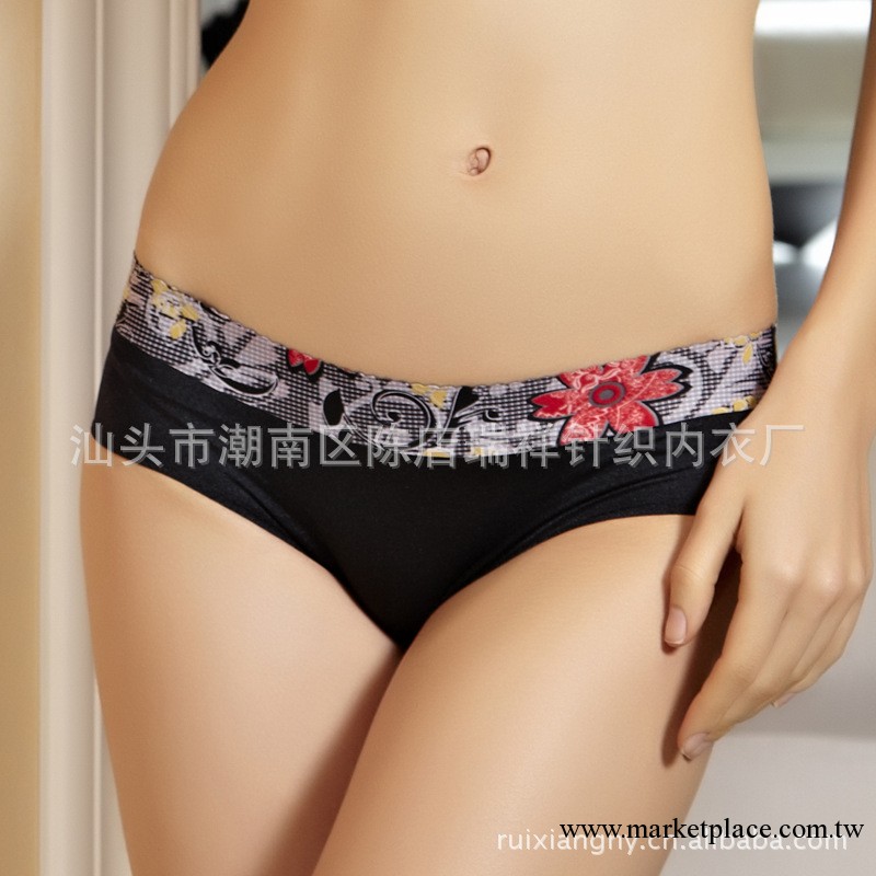 廠傢直銷 女士內褲批發 舒適順滑印花無痕一片式女士三角中腰內褲工廠,批發,進口,代購