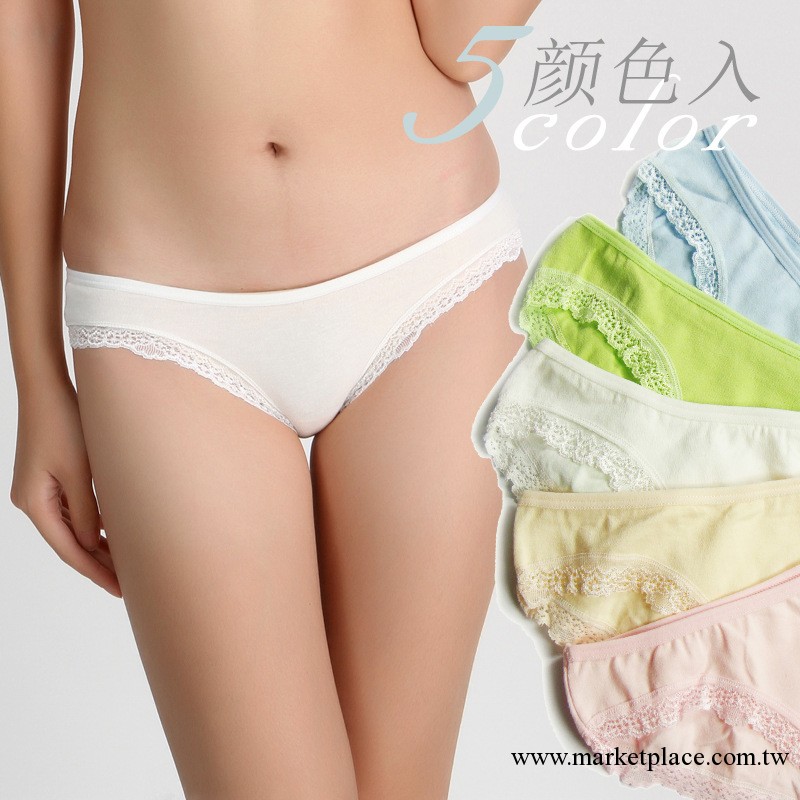 蕾絲邊可愛少女純棉內褲 舒適透氣全棉女士三角內褲 粉白綠藍膚工廠,批發,進口,代購