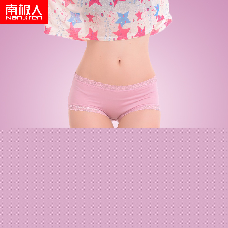 南極人正品全棉女士低腰四角防走光蕾絲花邊透氣提臀內褲純棉新款工廠,批發,進口,代購