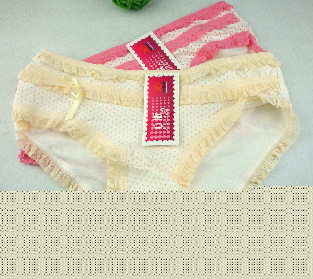 SN 18 圓點蕾絲邊蝴蝶結全棉低腰三角少女內褲工廠,批發,進口,代購
