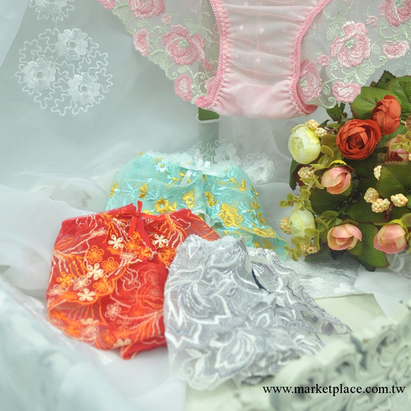 外貿日單精品蕾絲 性感網紗繡花內褲 刺繡 花邊 低腰女式內褲批發工廠,批發,進口,代購