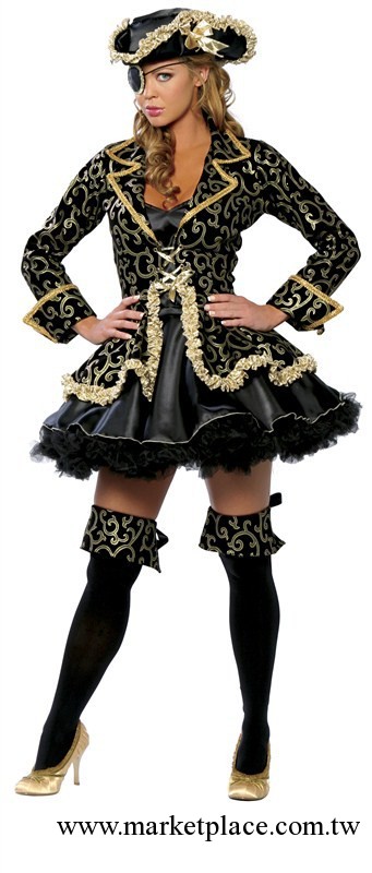 歐美經典黑金海盜服裝萬聖節派對角色扮演女海盜服制服誘惑分碼工廠,批發,進口,代購