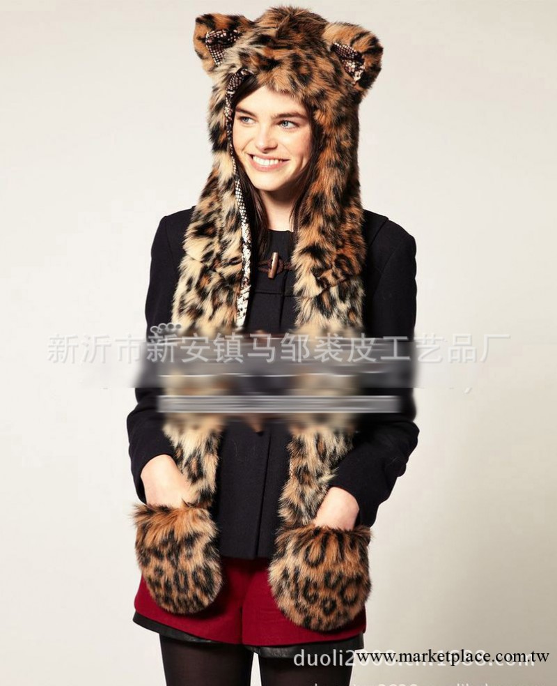 廠傢直銷出口臺灣熊貓豹紋圍巾帽子手套三件套工廠,批發,進口,代購