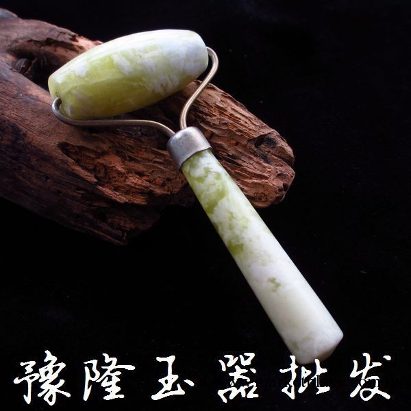 天然岫玉薑花臉部按摩器 玉按摩棒 玉石按摩輪 按摩器批發工廠,批發,進口,代購