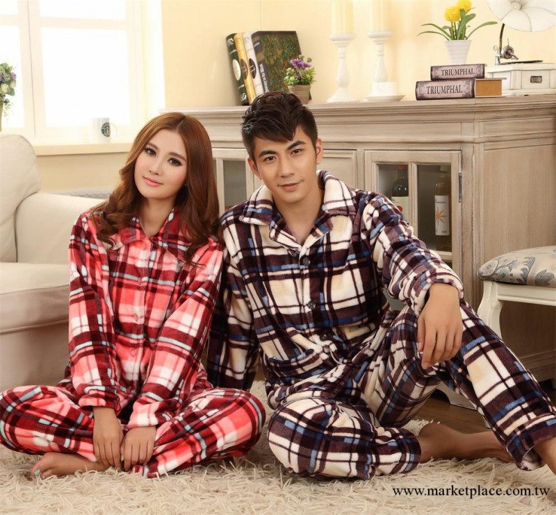 2013冬季新款加厚法蘭絨情侶睡衣傢居服男女士長袖套裝工廠,批發,進口,代購