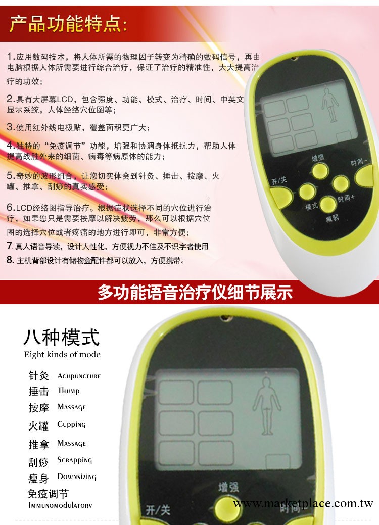 雙輸出傢用按摩器,多功能按摩器,語音雙輸出電療機,多功能按摩機工廠,批發,進口,代購