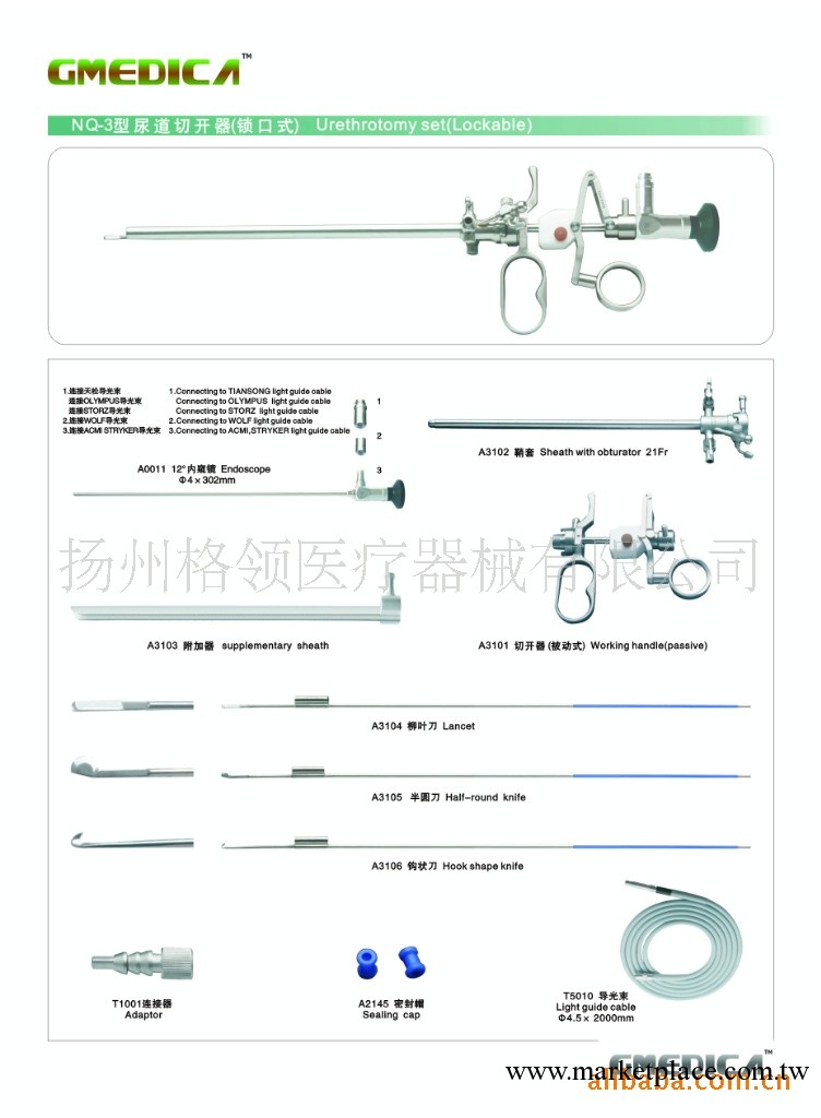 供應泌尿外科NQ-3型尿道切開器（鎖口式）及配件工廠,批發,進口,代購