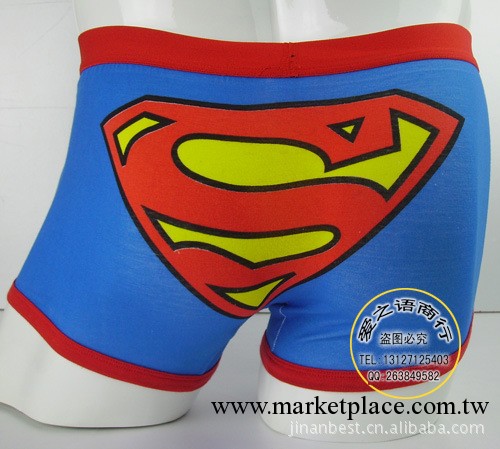 新款時尚可愛卡通，韓版男士純棉萊卡棉中腰平角內褲（超人）工廠,批發,進口,代購