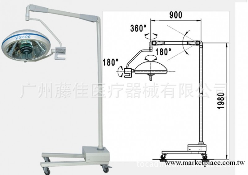 出口歐美 立式移動多棱鏡整體反射無影燈TJZS600S 500S工廠,批發,進口,代購