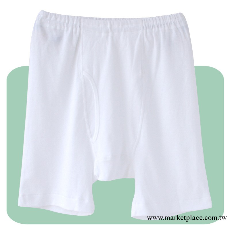 青島產地 外貿日單男士中褲 加大加長男平角內褲 純棉白色長內褲工廠,批發,進口,代購