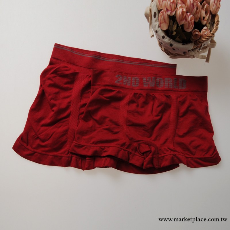原單正品 男士無縫保濕高彈大紅內褲 腰頭提字平角褲工廠,批發,進口,代購