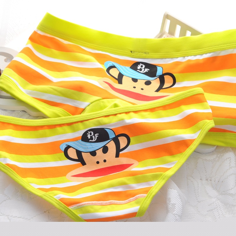 PF內褲 情侶全棉印花男士平角褲女士三角褲 三色條紋可愛卡通猴子工廠,批發,進口,代購