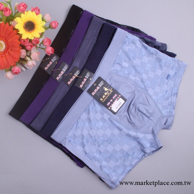 竹纖維男士內褲批發 格子男裝平角褲 時尚男式底褲 透氣男平腳褲工廠,批發,進口,代購