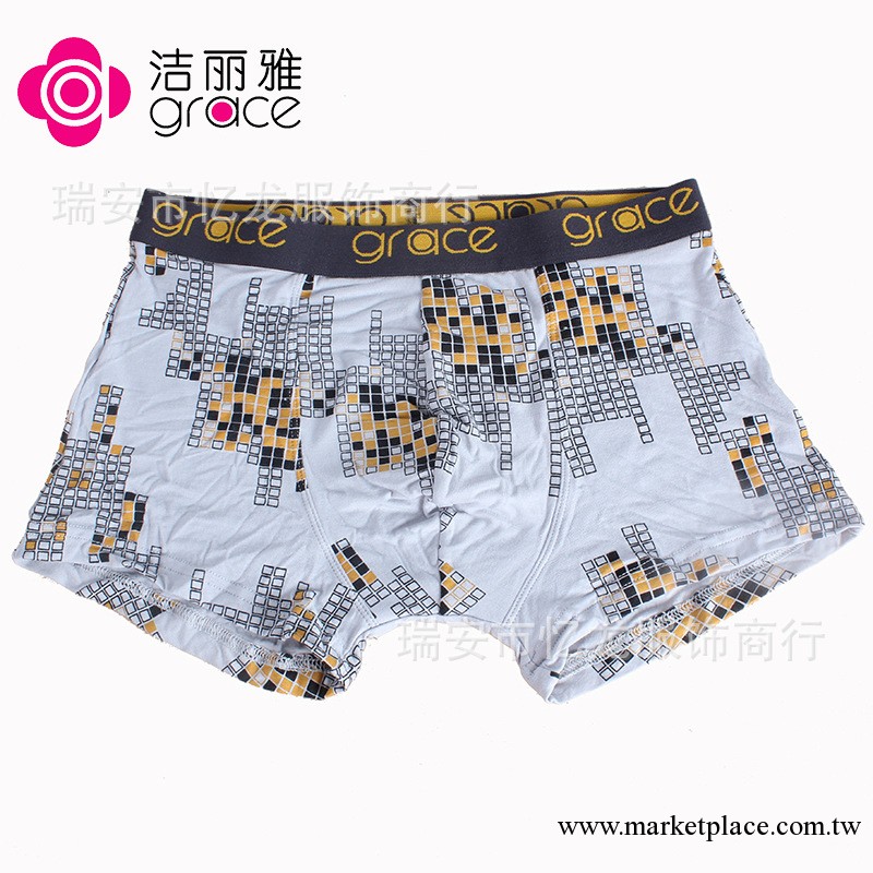 竹纖維內褲 潔麗雅正品 15069男士竹纖維抗菌平角內褲 中腰印花工廠,批發,進口,代購