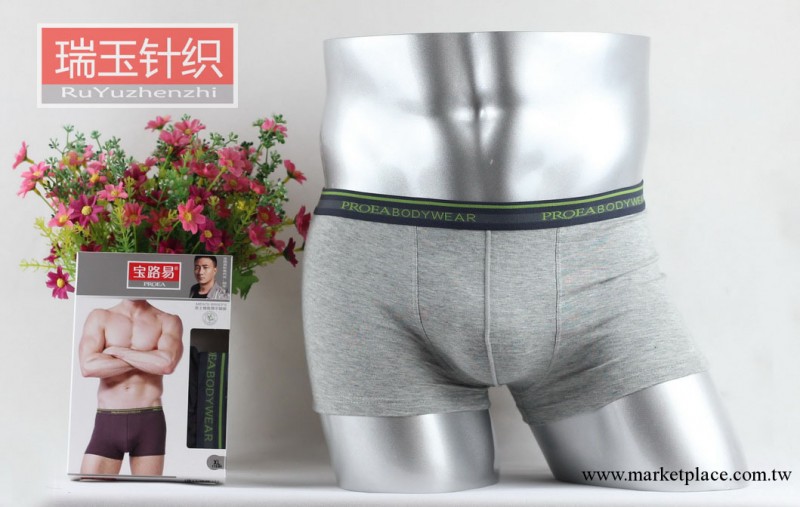 舒適柔軟 吸汗透氣5437寶路易男士精梳棉平腳內褲一盒起批2條裝工廠,批發,進口,代購