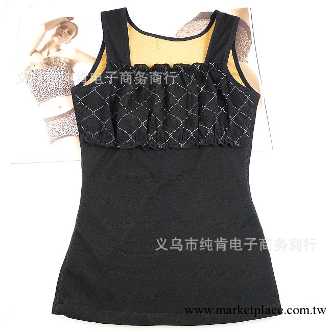 高檔銀絲蕾絲邊抹胸款保暖背心 雙層加絨女士托胸塑身內衣批發工廠,批發,進口,代購
