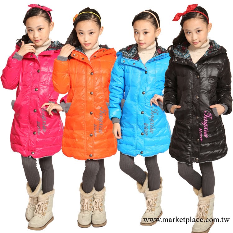 正品童裝反季促銷兒童羽絨衣140#-160#韓版修身長款女大童T312工廠,批發,進口,代購