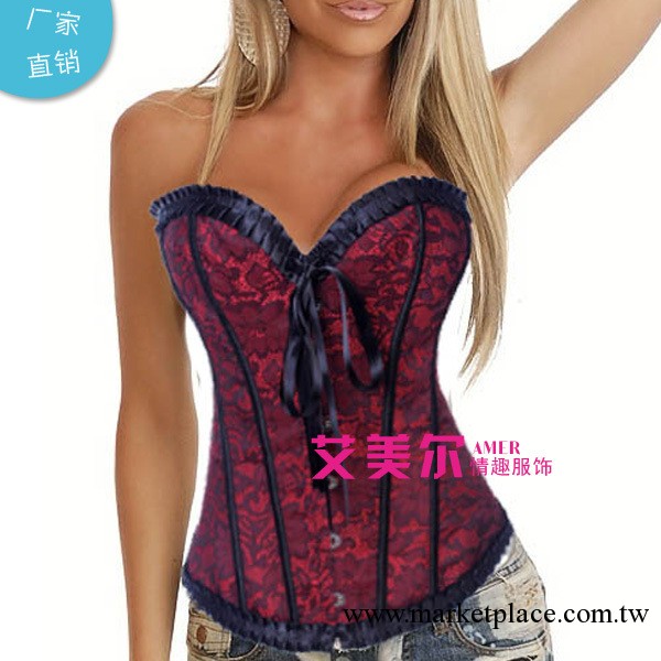 廠傢供應優質歐美corset 2805紅色提花宮廷塑身衣 情趣內衣批發工廠,批發,進口,代購