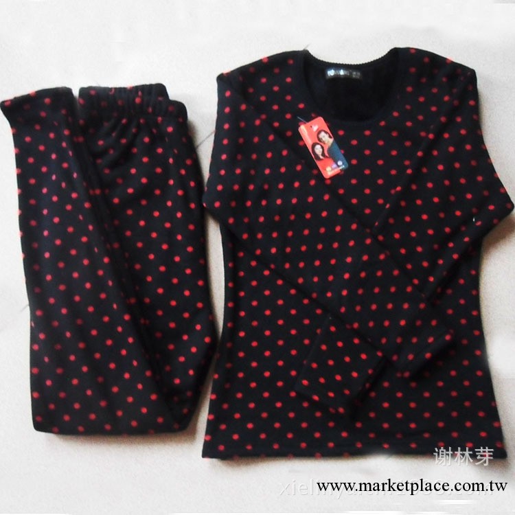 2013新品黑色圓紅點不倒絨女士內衣套裝 全棉不倒絨女套裝工廠,批發,進口,代購