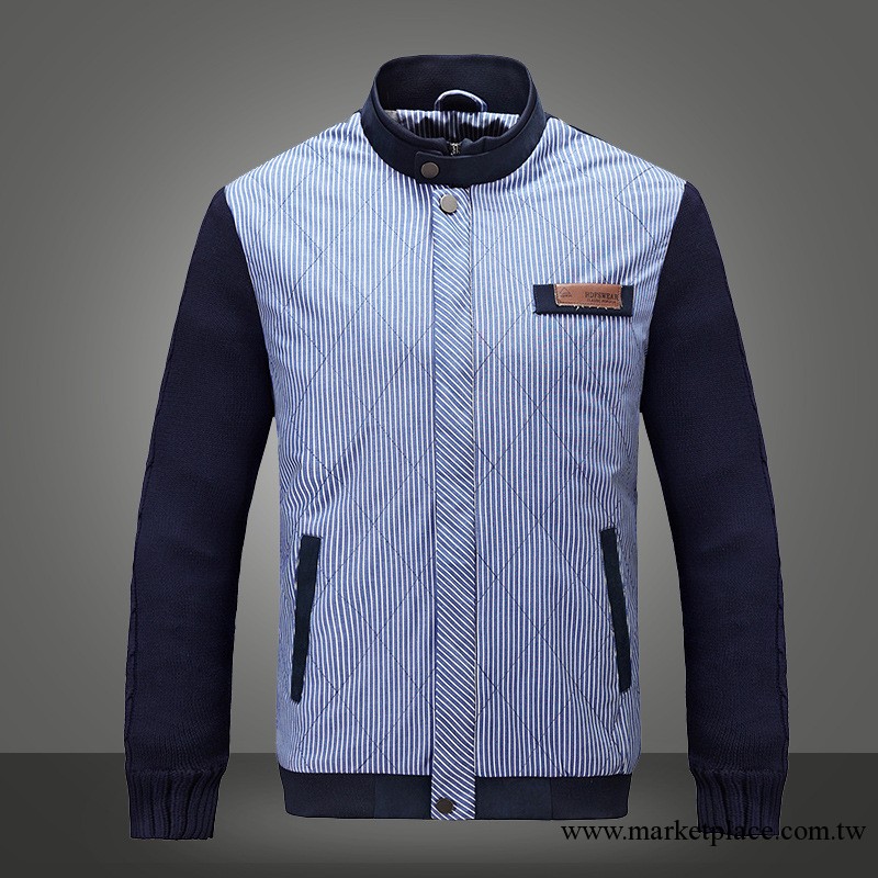 2013秋季新款外套男 韓版修身立領氣質精品男裝 男士毛織拼接夾克工廠,批發,進口,代購