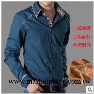 2013秋裝新款 韓版英倫男士修身長袖襯衫 加絨保暖男裝 襯衣男工廠,批發,進口,代購