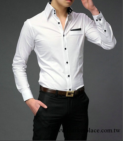一件代發 2013男士長袖襯衫 商務休閒男式韓版修身免燙襯衣潮男裝工廠,批發,進口,代購