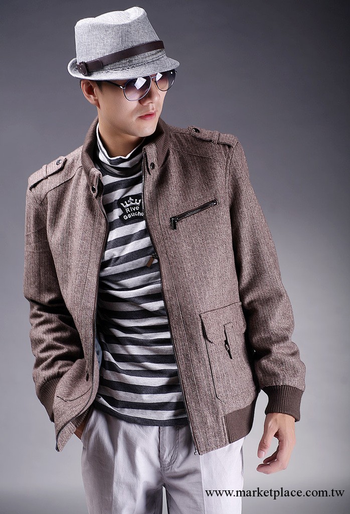 2012新款男裝 男式夾克 羊毛外套 立領時尚韓版正品 混批一件代發工廠,批發,進口,代購