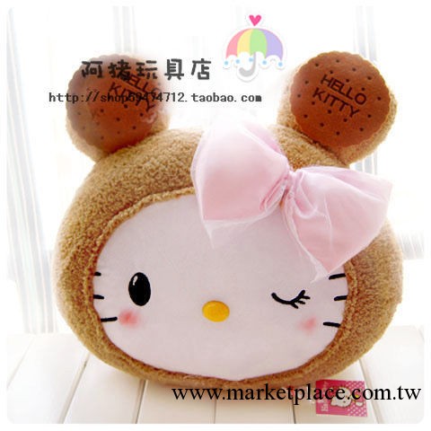 毛絨玩具日單 餅幹hello kitty蕾絲蝴蝶結靠墊 凱蒂貓抱枕 公仔工廠,批發,進口,代購