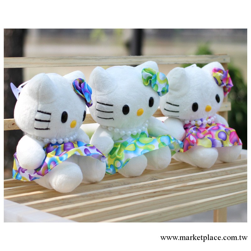 新填充 毛絨玩具Hello kitty系列之18cm花佈裙子KT貓抓機公仔工廠,批發,進口,代購
