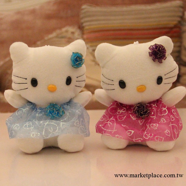 18CM紗裙KT貓 hello kitty公仔 7寸抓機娃娃電玩城公仔-波仔玩具工廠,批發,進口,代購