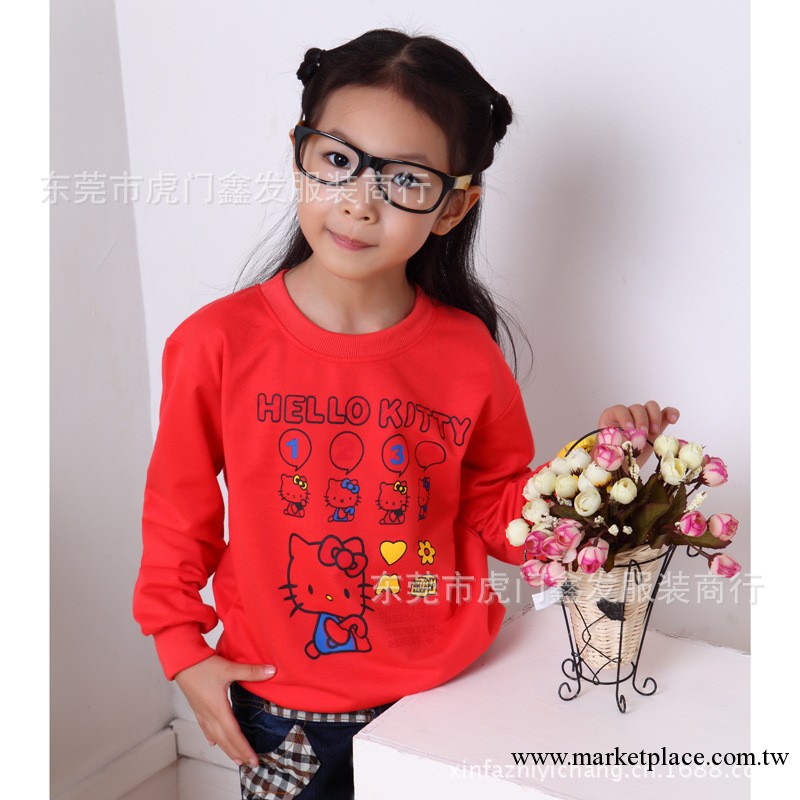 2013秋季新款hello kitty童t恤7-9歲童裝衛衣長袖T恤上衣童裝衛衣工廠,批發,進口,代購