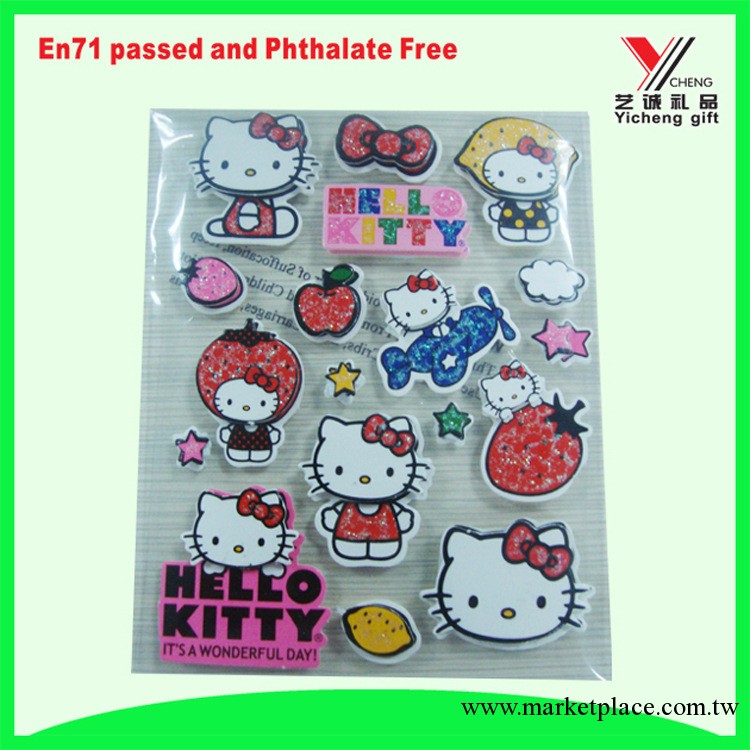 【手工立體貼】精美Hello Kitty手工貼/凱蒂貓金粉手工貼工廠,批發,進口,代購