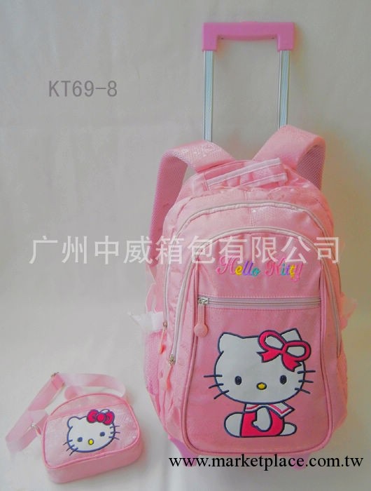 現貨批發兩件套拉桿書包hello kitty 12隻起批學生書包 K T 69-8工廠,批發,進口,代購