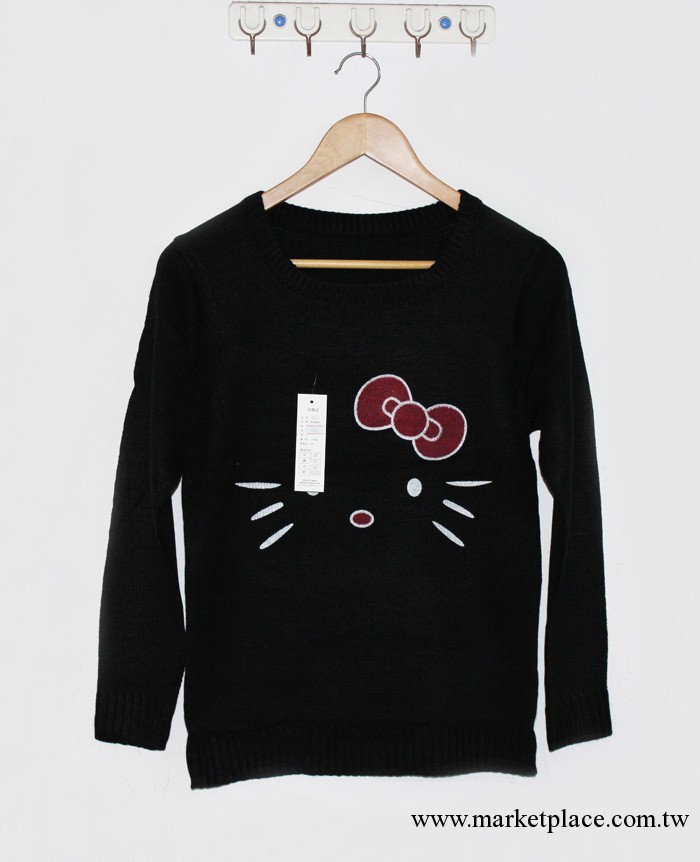 時尚韓版女式毛衣批發  圓領長袖套頭毛衣 Hello Kitty可愛圖案工廠,批發,進口,代購