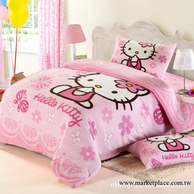 南通廠傢低價供應加厚珊瑚絨三件套 KT貓 hello kitty凱蒂貓工廠,批發,進口,代購