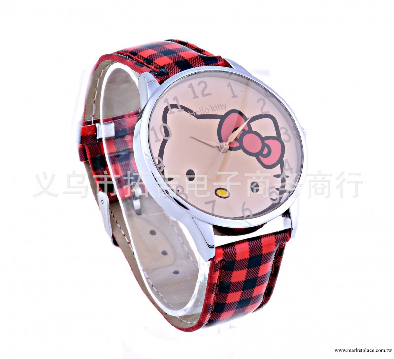 Hello Kitty 手錶 時尚格子款 可愛凱蒂貓卡通手錶 現貨批發工廠,批發,進口,代購