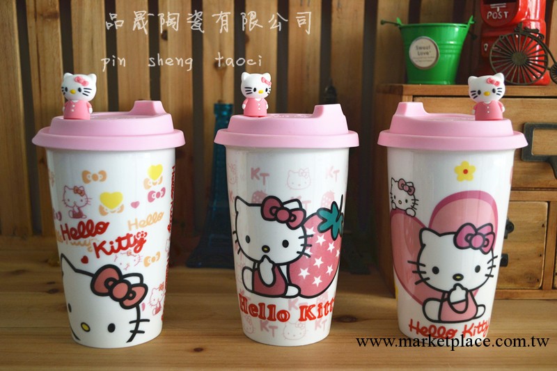 供應2012新款 創意 陶瓷 雙層 卡通杯 hello kitty杯子 批發工廠,批發,進口,代購