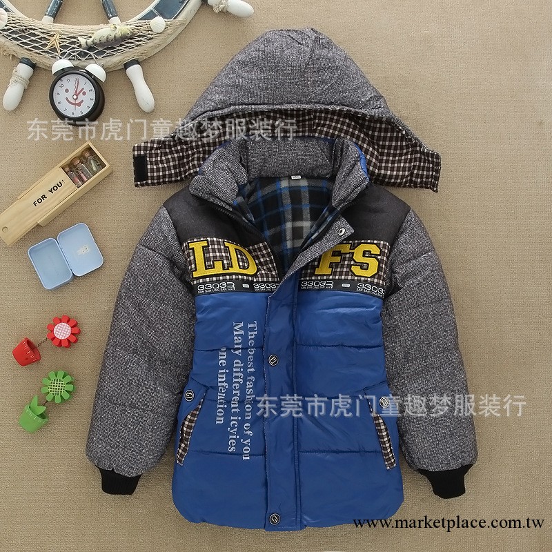 批發供應冬季時尚運動短款男童棉服 兒童拼色圖案羽絨棉衣工廠,批發,進口,代購