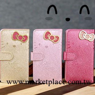 蘋果5代手機殼 iphone5皮套Hello Kitty左右翻 可愛蝴蝶結保護套工廠,批發,進口,代購