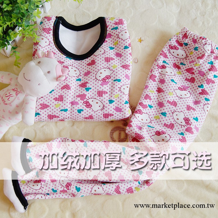 男女兒童純棉加厚卡通保暖內衣套裝 hello kitty 廠傢批發工廠,批發,進口,代購