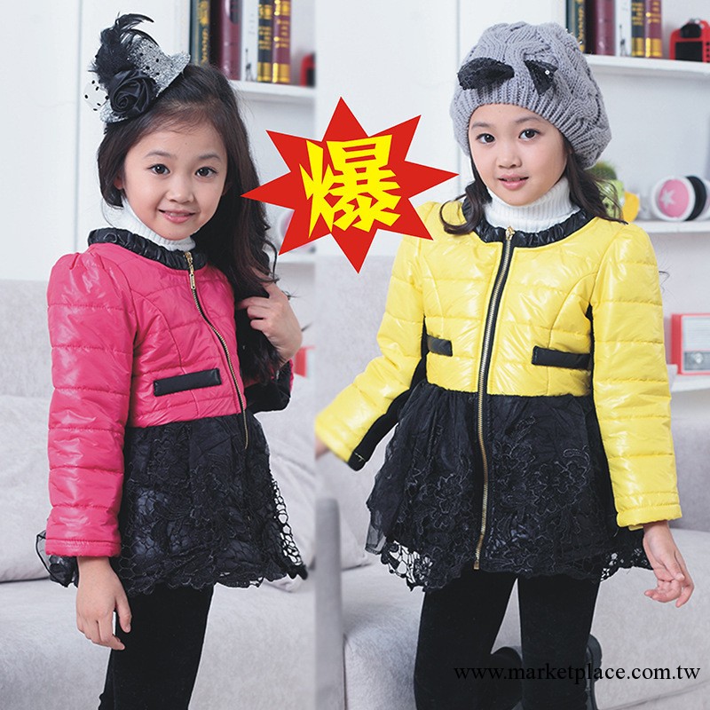 2013冬款 中大女童棉服外套 韓版童裝蕾絲羽絨外套 冬季 廠傢批發工廠,批發,進口,代購