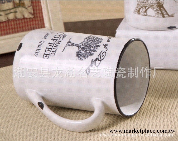 陶瓷廠傢直銷ZAKKA陶瓷杯 復古杯 仿搪瓷杯 貨號1188工廠,批發,進口,代購