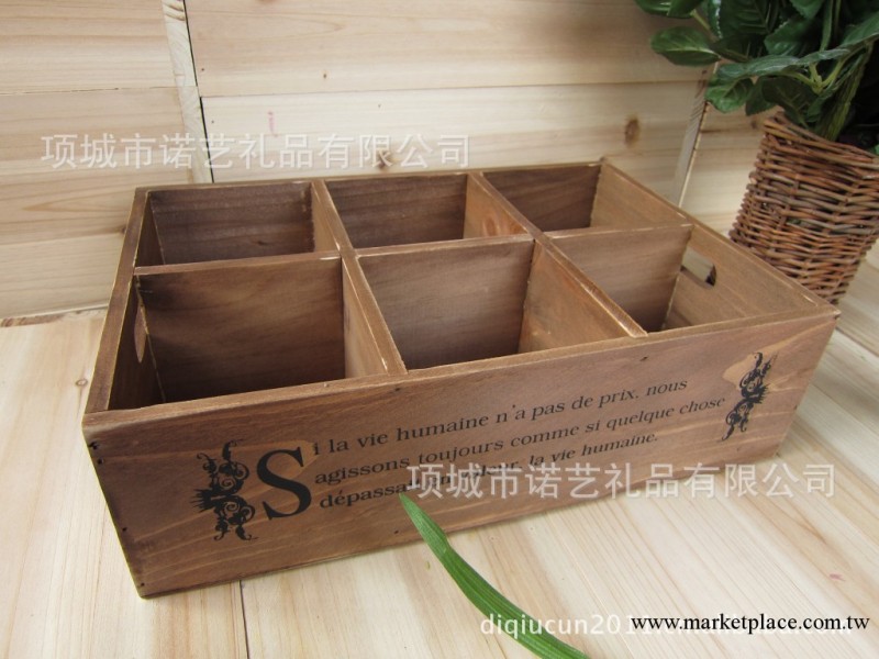 M-9014zakka日單 做舊木質收納盒 拍攝道具（六格做舊色）工廠,批發,進口,代購