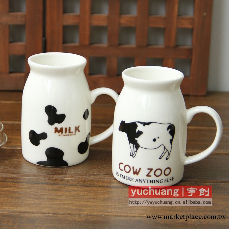 zakka陶瓷杯大號牛奶杯 情侶對杯 早餐點心杯 奶牛插畫杯工廠,批發,進口,代購