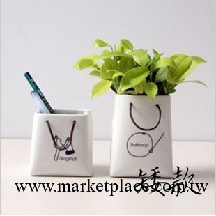 H825 zakka雜貨 陶瓷紙袋 矮款 日式陶瓷收納筆筒 傢居禮品 280工廠,批發,進口,代購