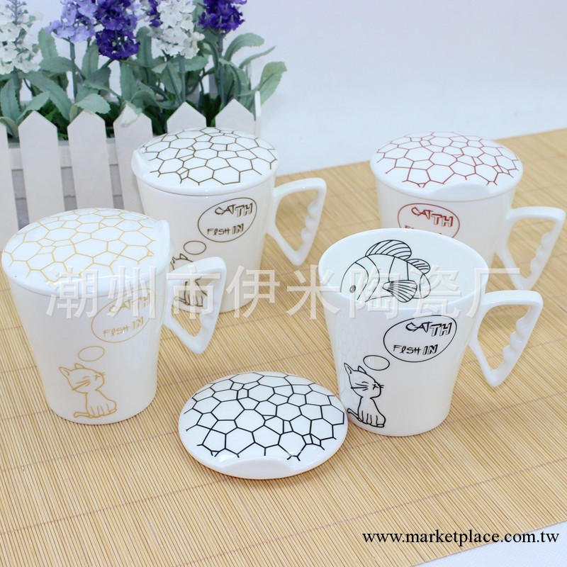 伊米陶瓷 ZAKKA雜貨風 韓式創意傢居個性魚骨杯 水杯 馬克杯1069工廠,批發,進口,代購