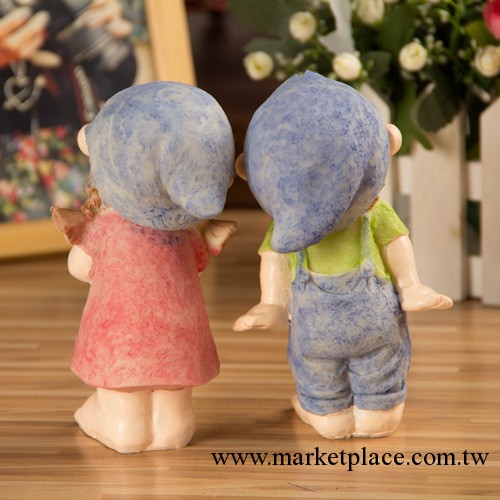 zakka雜貨鋪實用創意情人節禮品 情侶娃娃仿木樹脂工藝品工廠,批發,進口,代購